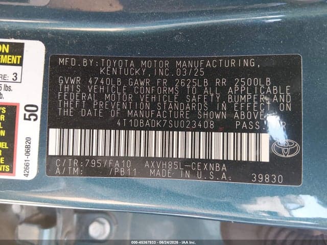 2025 TOYOTA CAMRY LE 9
