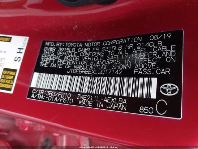 2020 TOYOTA COROLLA HYBRID LE 9