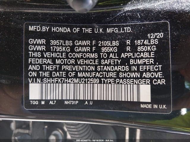 2021 HONDA CIVIC SPORT 9