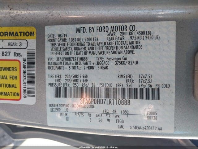 2020 FORD FUSION SE 9