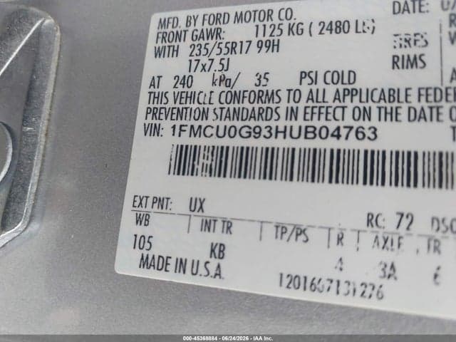 2017 FORD ESCAPE SE 9