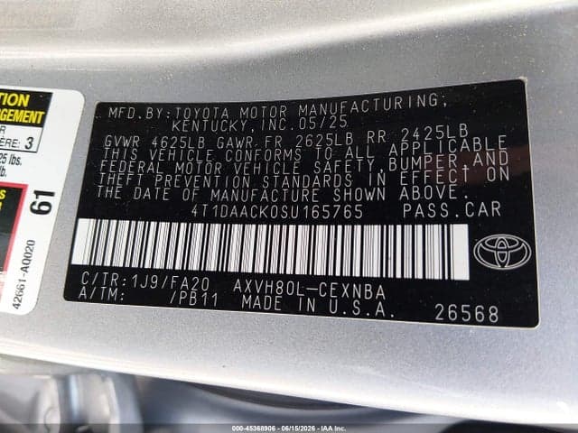 2025 TOYOTA CAMRY LE 9