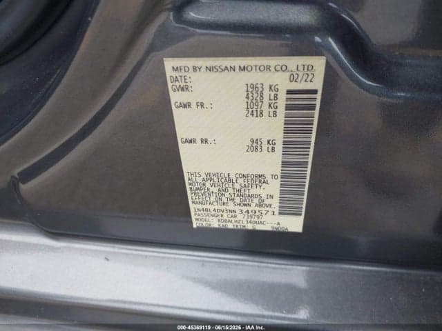 2022 NISSAN ALTIMA SV FWD 9