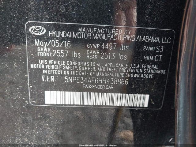 2017 HYUNDAI SONATA SPORT 9