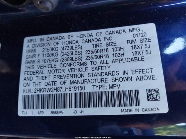 2020 HONDA CR-V AWD EX-L 9