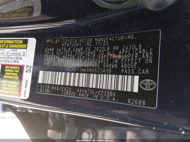 2021 TOYOTA CAMRY SE 9