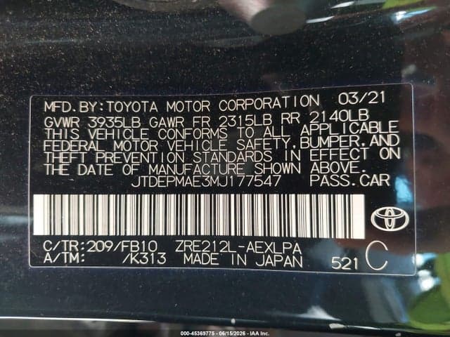 2021 TOYOTA COROLLA LE 9