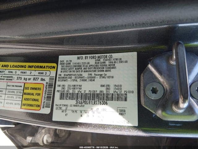 2020 FORD FUSION TITANIUM 9