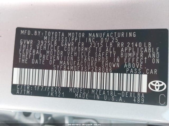2025 TOYOTA COROLLA LE 9