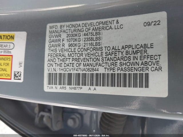 2022 HONDA ACCORD SPORT SPECIAL EDITION 10