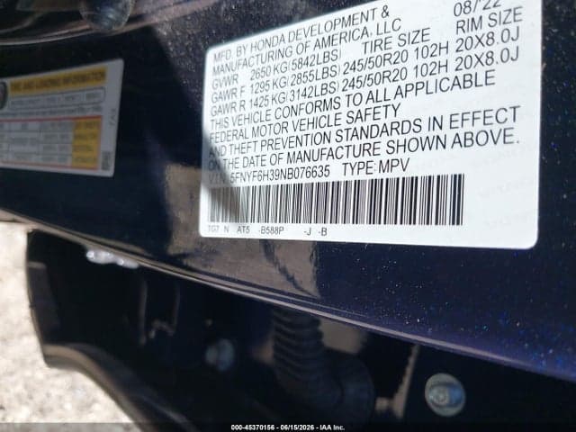 2022 HONDA PILOT AWD SPORT 9