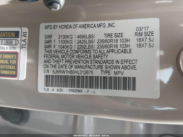 2017 HONDA CR-V EX-L/EX-L NAVI 9