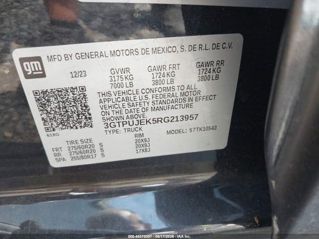 2024 GMC SIERRA 1500 4WD SHORT BOX ELEVATION WITH 3VL 9