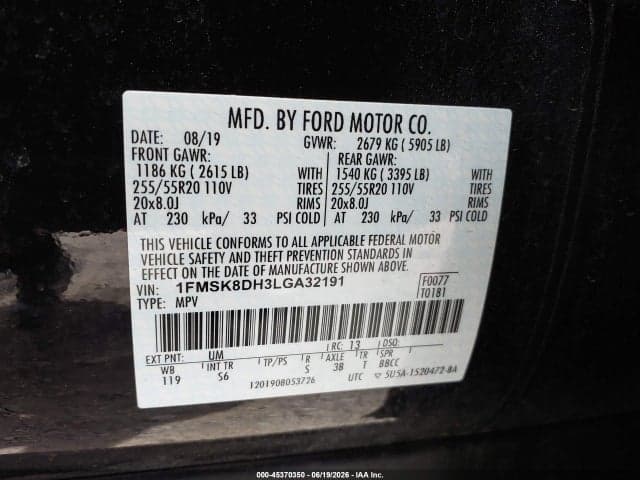 2020 FORD EXPLORER XLT 9