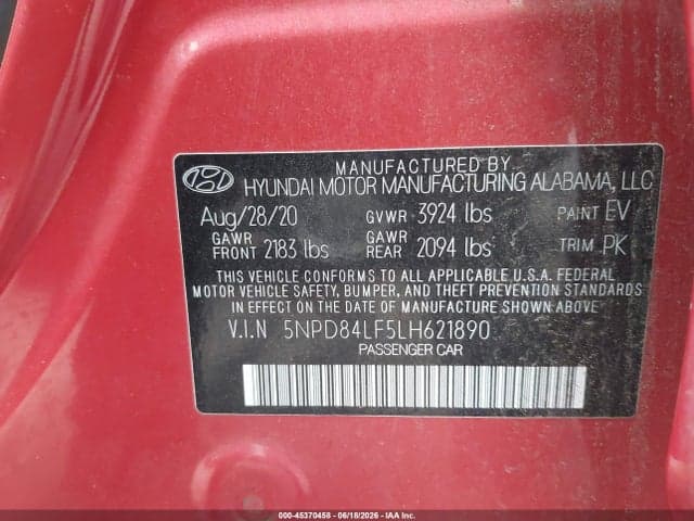 2020 HYUNDAI ELANTRA LIMITED 9