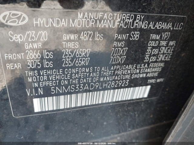 2020 HYUNDAI SANTA FE SEL 9