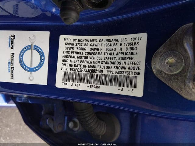 2018 HONDA CIVIC EX 9