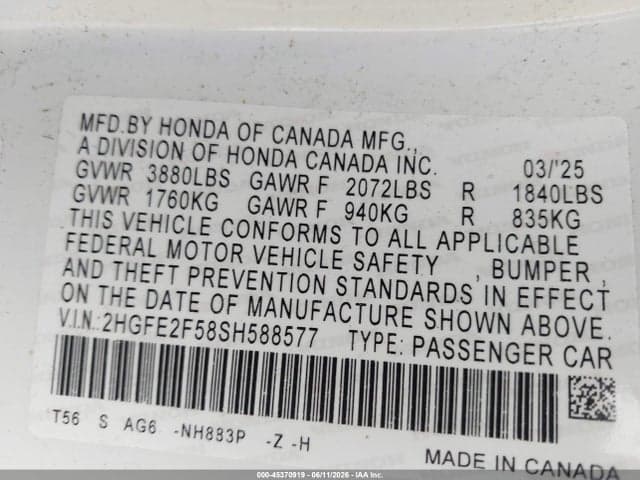 2025 HONDA CIVIC SPORT 9