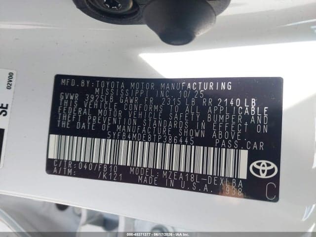 2026 TOYOTA COROLLA LE 9