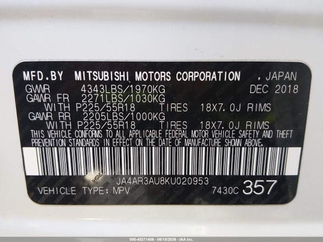 2019 MITSUBISHI OUTLANDER SPORT 9