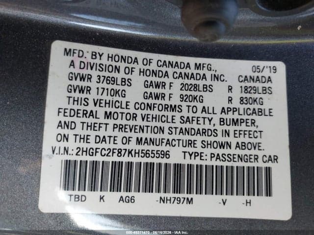 2019 HONDA CIVIC SPORT 9