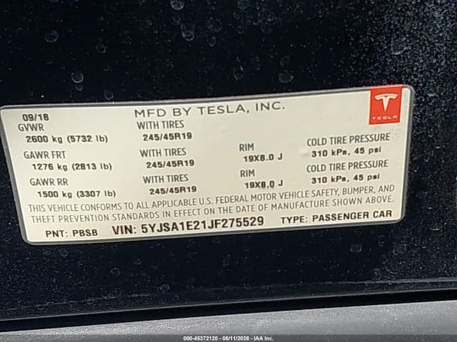 2018 TESLA MODEL S 100D/75D/P100D 9