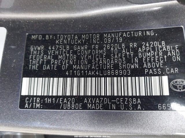 2020 TOYOTA CAMRY SE 9