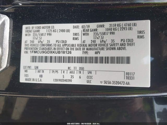 2019 FORD ESCAPE SE 9