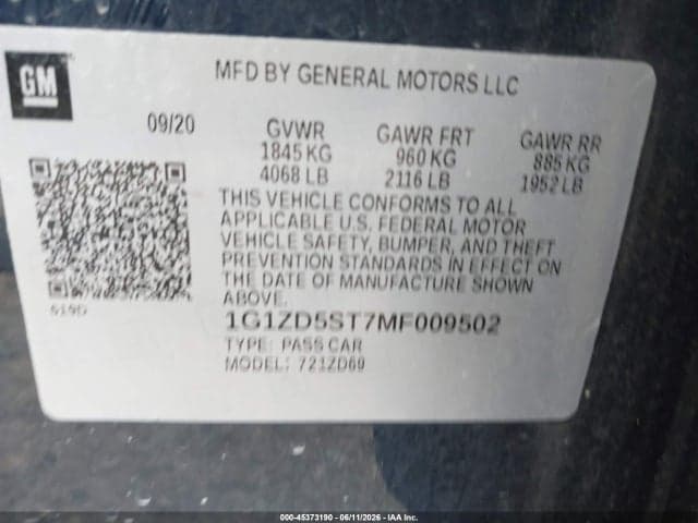 2021 CHEVROLET MALIBU FWD LT 10
