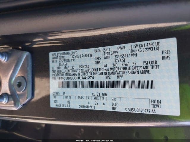 2017 FORD ESCAPE SE 9