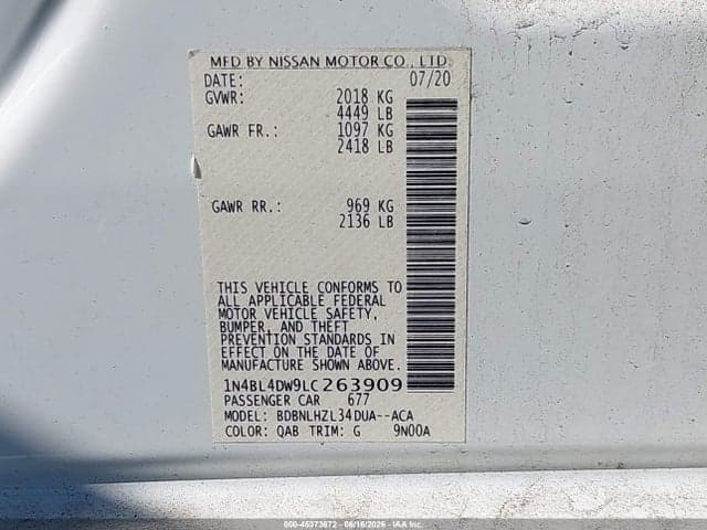 2020 NISSAN ALTIMA SV INTELLIGENT AWD 9