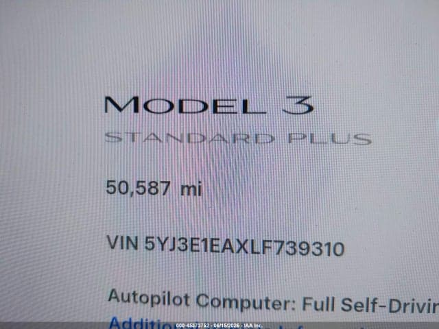 2020 TESLA MODEL 3 STANDARD RANGE PLUS REAR-WHEEL DRIVE/STANDARD RANGE REAR-WHEEL DRIVE 16