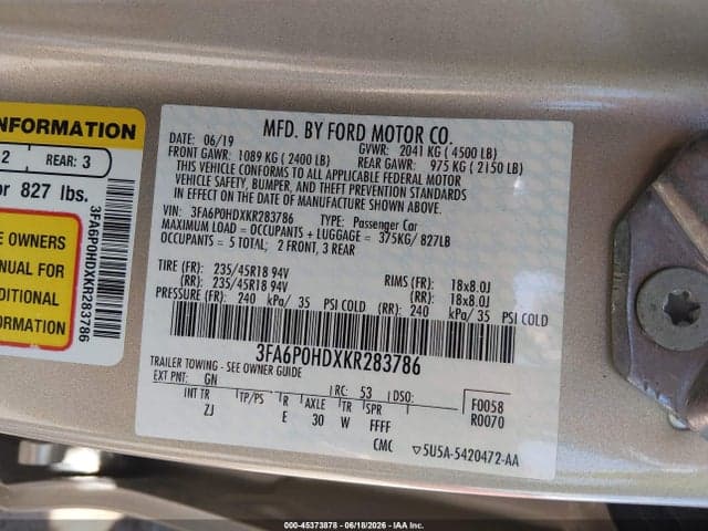 2019 FORD FUSION SE 9