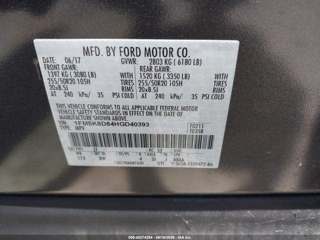 2017 FORD EXPLORER XLT 9