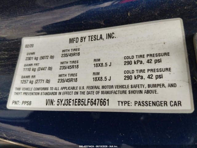 2020 TESLA MODEL 3 LONG RANGE DUAL MOTOR ALL-WHEEL DRIVE 9