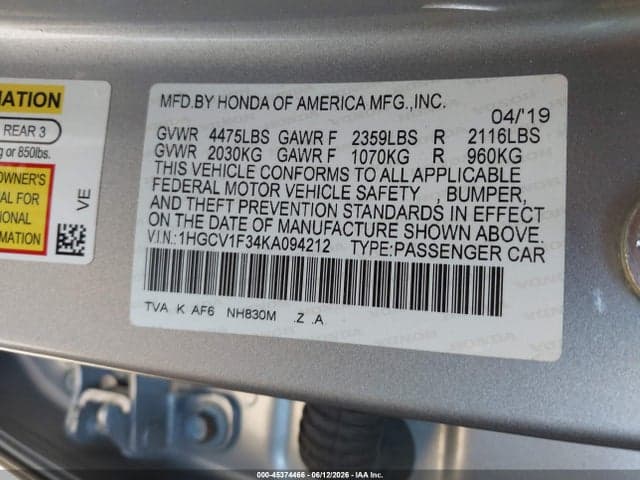 2019 HONDA ACCORD SPORT 9