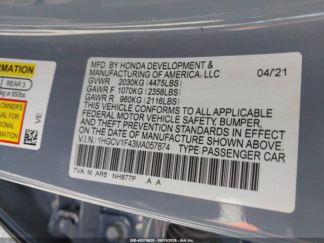 2021 HONDA ACCORD SPORT SPECIAL EDITION 9
