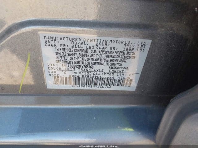 2021 NISSAN SENTRA S XTRONIC CVT 9