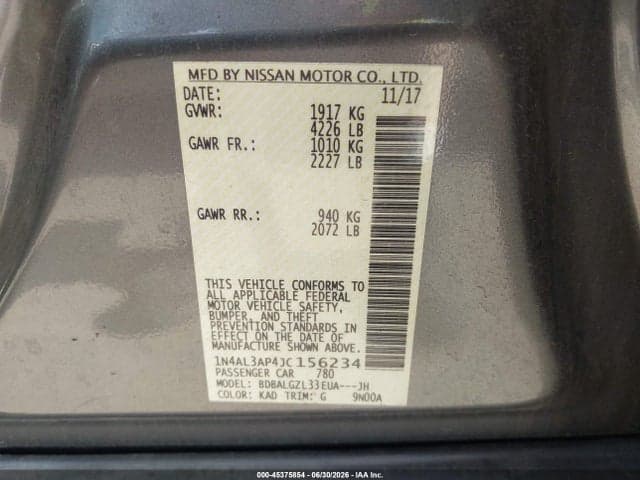2018 NISSAN ALTIMA 2.5 S 9