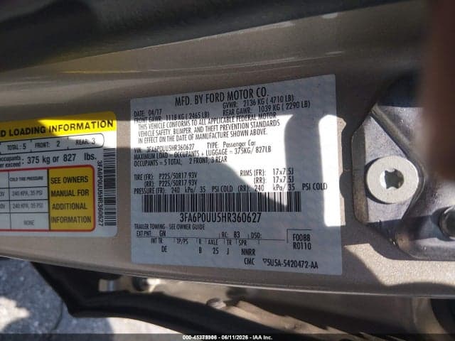 2017 FORD FUSION HYBRID S 9