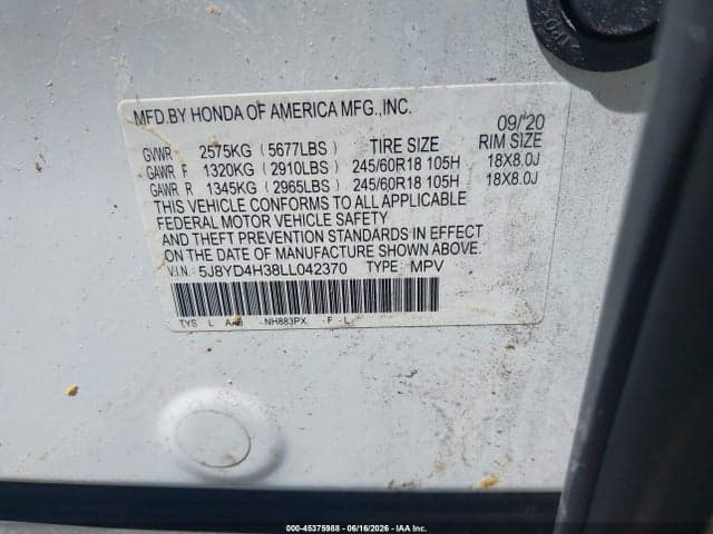 2020 ACURA MDX STANDARD 9