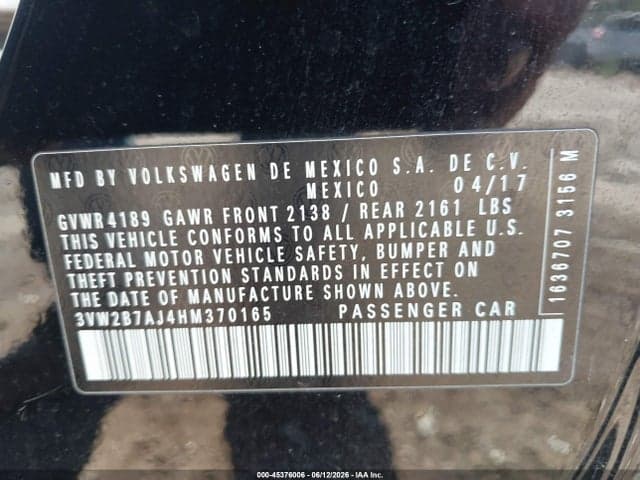 2017 VOLKSWAGEN JETTA 1.4T S 9