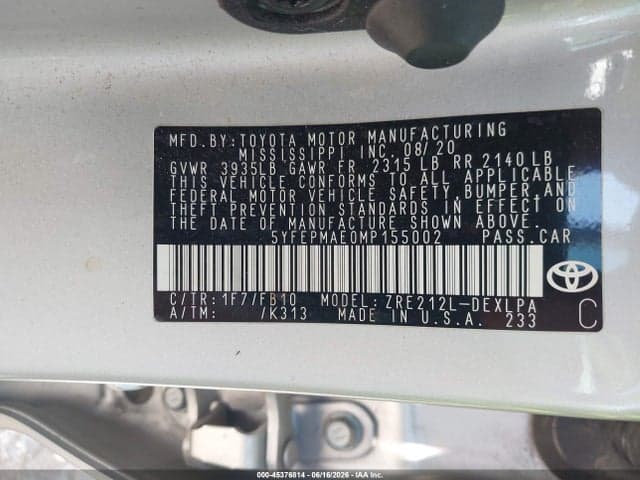 2021 TOYOTA COROLLA LE 9