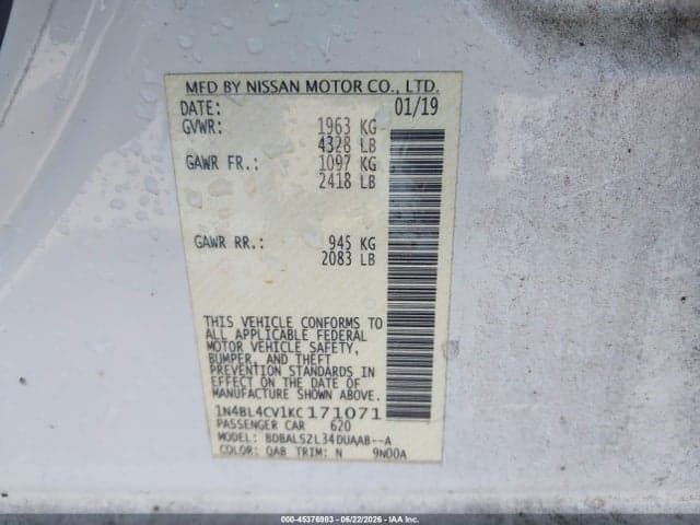 2019 NISSAN ALTIMA 2.5 SR 9
