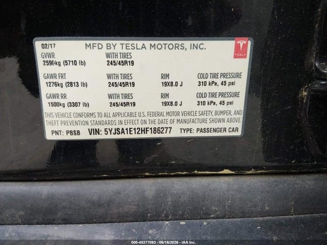 2017 TESLA MODEL S 60/75 9