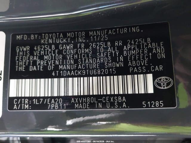 2026 TOYOTA CAMRY SE 9