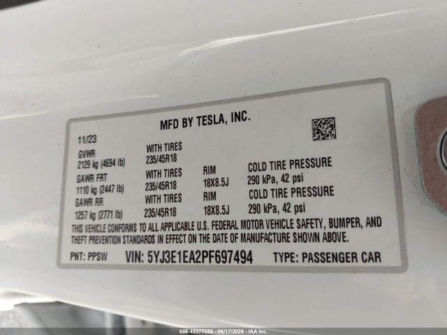 2023 TESLA MODEL 3 REAR-WHEEL DRIVE 9