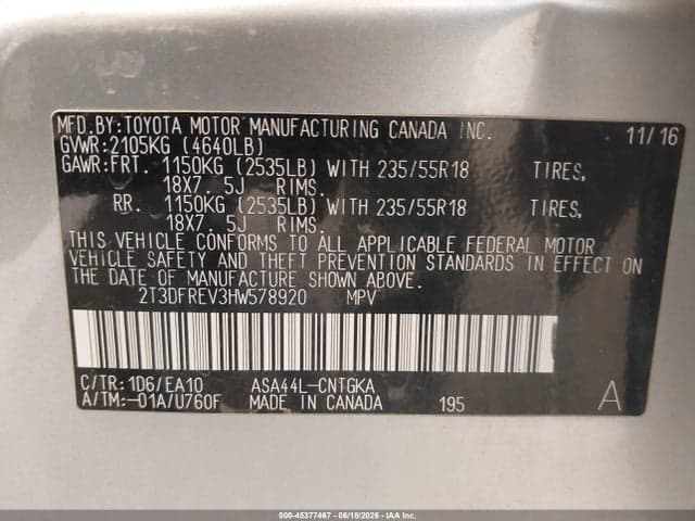 2017 TOYOTA RAV4 PLATINUM 9