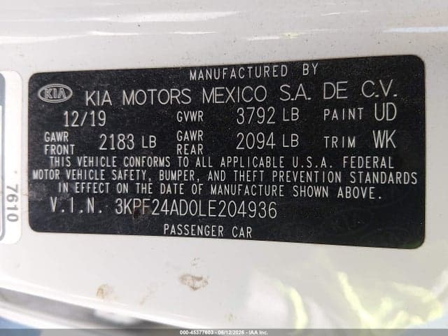 2020 KIA FORTE LXS 9