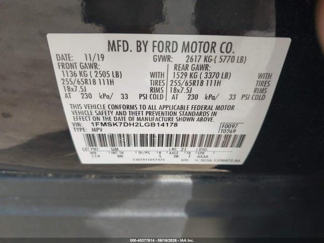 2020 FORD EXPLORER XLT 9